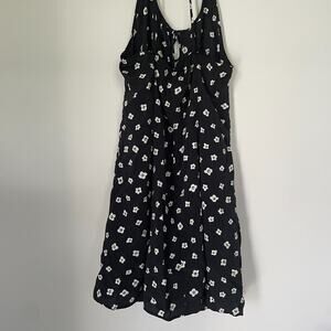 Vtg Contempo Casuals Short Dress Women Size 11 Black Baby doll Neck Fit Flare